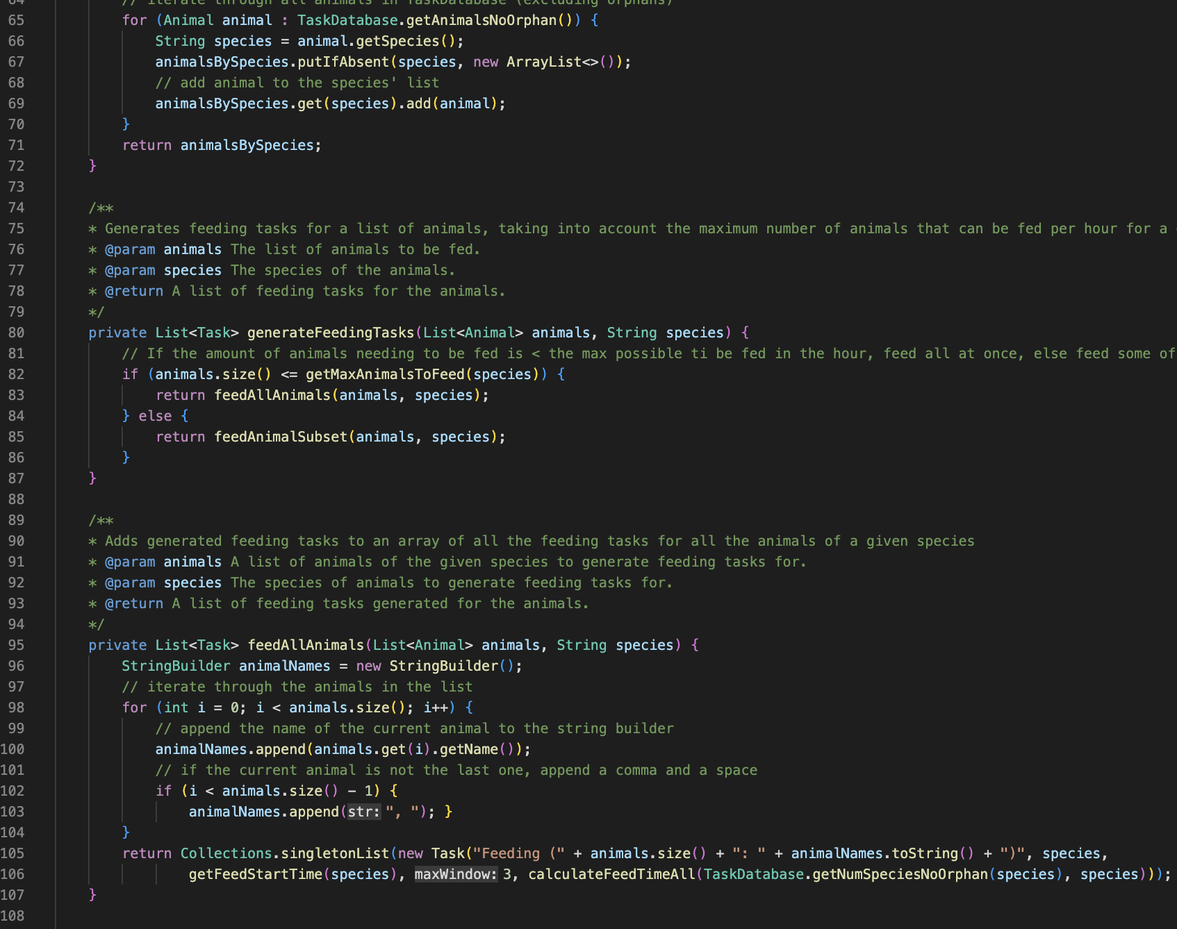 Schedule Algorithm Snippet